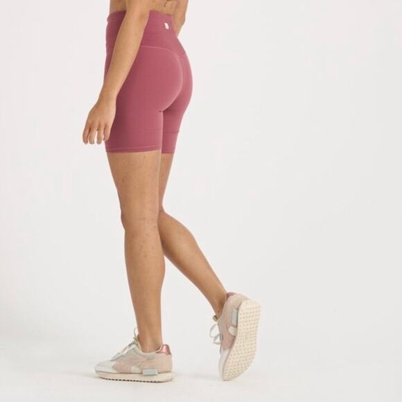 Vuori Sz S Rib Studio Short 6” High Rise Biker Shorts Dusty Mauve Stretchy Soft - Picture 1 of 15